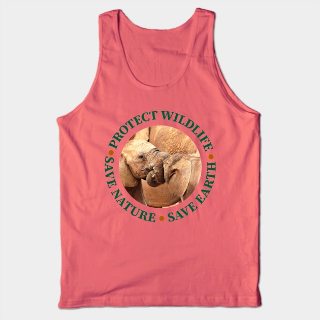 Wildlife Conservation Earth Day Elephant Tug of War Tank Top by PathblazerStudios